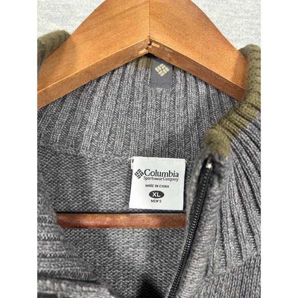 Columbia Mens Sweater XL Gray Full Zip Cotton Knit Cardigan - Picture 2 of 6